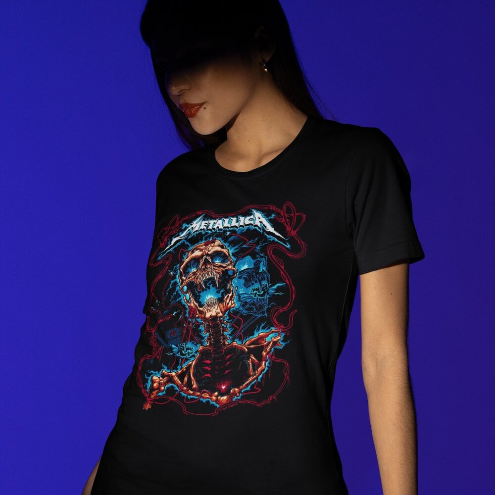 Metallica Skeleton Graphic Tee | Bold Rock Band Shirt | Vintage-Inspired Skull
